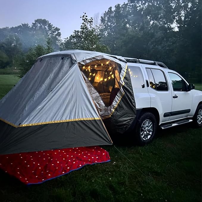 SUV Tent Car Awning UPF 50++ with Portable Waterproof Storage Bag Tear-Resistant Large Space Good Vision Smooth Ventilation Suitable for Outdoor Beach Camping Auto Canopy Shade…