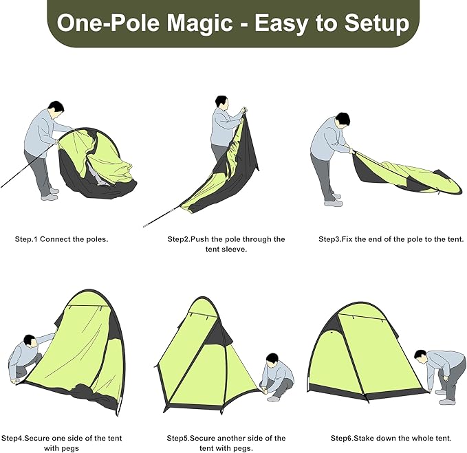 Revolutionary Single-Pole Ultra-Light 4-Person Tent: Double Door Ventilation Spacious Layout &amp Economic Camping Solution Without Awning Poles