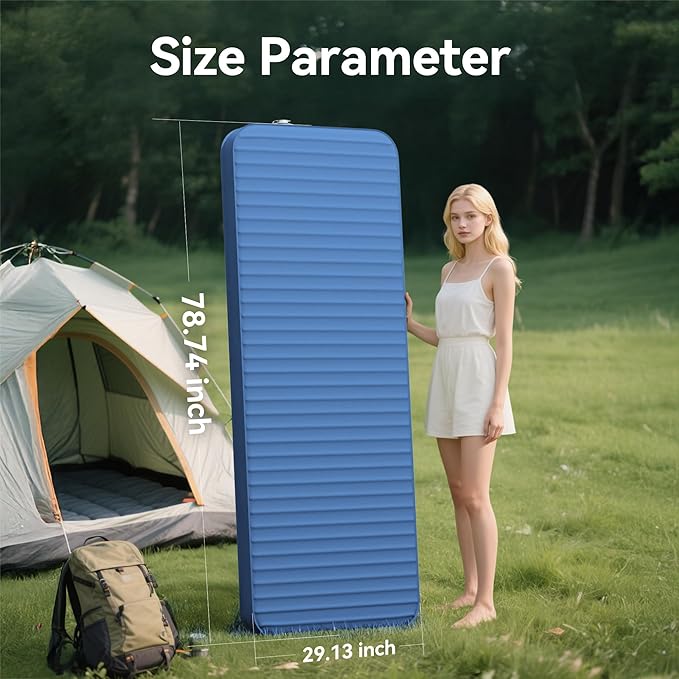 Sleeping Pad for Camping Self Inflating 4 Ultra-Thick Memory Foam Camping Mat with Built-in Electric Pump 9.5 R-Value Insulated Air Mattress Sleeping Pads for Car Travel Tent Cot