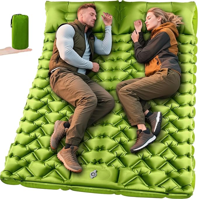 Double Sleeping Pad - Ultralight 4 Camp Mat with Integrated Foot Pump &amp Pillow for Effortless Camping Backpacking &amp Travel Comfort Camping Essentials