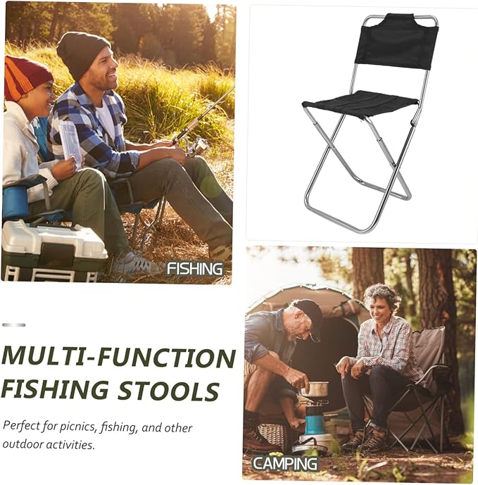 balacoo Multi-Function Beach Chair Portable Folding Stool Comfortable Camping Chairs Black Easy to Carry for Outdoor