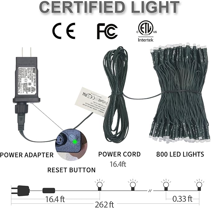 Smart Multicolor Changing Christmas Lights 262ft 800 RGB LEDs WiFi App Control Fairy Light RGB Dimmable Christmas Tree Lights Compatible with AlexaIP65 Waterproof(2.4GHz)