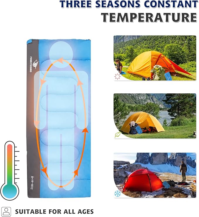 Envelope Sleeping Bag Three Seasons Constant Temperature Sleeping Bag Suitable for All Ages Indoor Hotel Accommodation or Outdoor Travel…