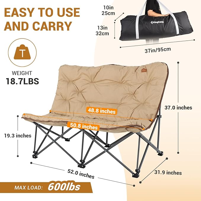 KingCamp Folding Comfy Butterfly Chair Oversized Padded Camping Chairs for Adults Comfortable Camp Chair 300lbs Heavy Duty with High Back for Outdoor Lawn Patio Bedroom Living Room Dorm