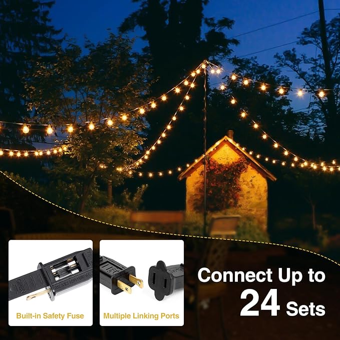 ZJOJO 200FT Outdoor String Lights G40 Globe Outdoor Lights with 100 Shatterproof LED Bulbs (6 Spare) 2700K Hanging Waterproof Patio Light Connectable String Lights for Outside Backyard Porch Party