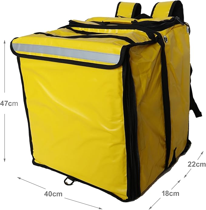 PK-GV: Extendable Food Delivery Rucksacks Flexible Pizza Takeaway Bags Delivery Backpacks with Cup HoldersYellow