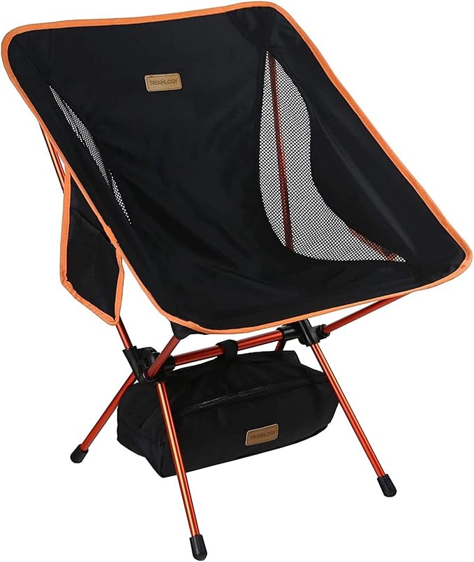 Portable Camping Chair - Compact Ultralight Folding Backpacking Chairs Small Collapsible Foldable Packable Lightweight Backpack Chair in a Bag for Outdoor Camp Picnic Hiking(Black