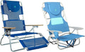 Ostrich 3N1 Lightweight Aluminum Frame 5-Position Reclining Beach Chair and Ladies Comfort On-Your-Back Outdoor Beach Chair with Backpack Strap Blue