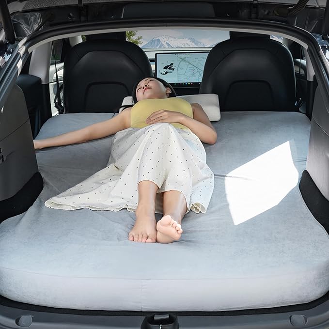 Custom Fit Car Mattress Cover for Tesla Model Y (Havnby Mattress) - Breathable Skin-Friendly Fabric Machine Washable Easy Install &amp Storage 76x52 Inches Car Bed Sheet