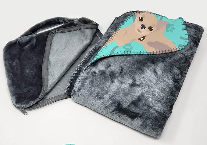 Caroline's Treasures MLM1069TBLT Cream Chihuahua Soft Travel Blanket with Bag Airplane Blanket Indoor Outdoor Camping Blanket for Traveling Picnics Beach Trips Concerts