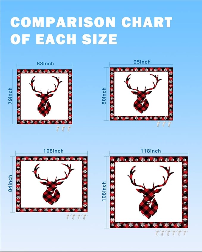 Beach Blanket Waterproof Sandproof Christmas Reindeer Snowflake Quick Drying Beach Mat with 4 Stakes Red Black Buffalo Check Lightweight Picnic Blanket for Travel Camping Outdoor 83x79