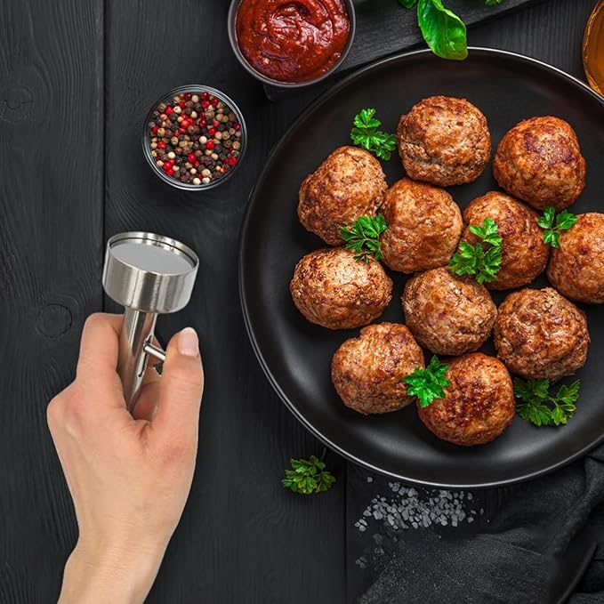 Stainless Steel Meatball Scoop Easy-to-Use Non-Stick Baller Tool for Home &amp Restaurant Cooking