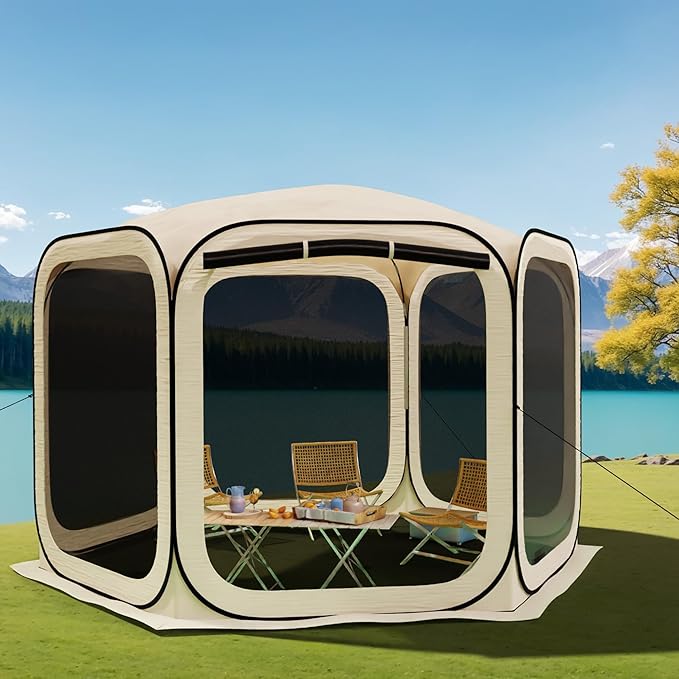 HOOYEAH Pop-up Screened Tent Instant Screen House Portable Screen Room Canopy Outdoor Gazebo with Mosquito Net for Patio Backyard Garden and Outdoor Activities 12x12