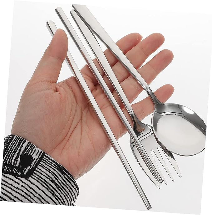 1 Set Set Fork Spoon Chopsticks Stainless Steel Utensils Set Serving Utensils Stainless Steel Travel Cutlery Travel Utensils Spoon and Chopstick Set Chopstick Chopstick Rest
