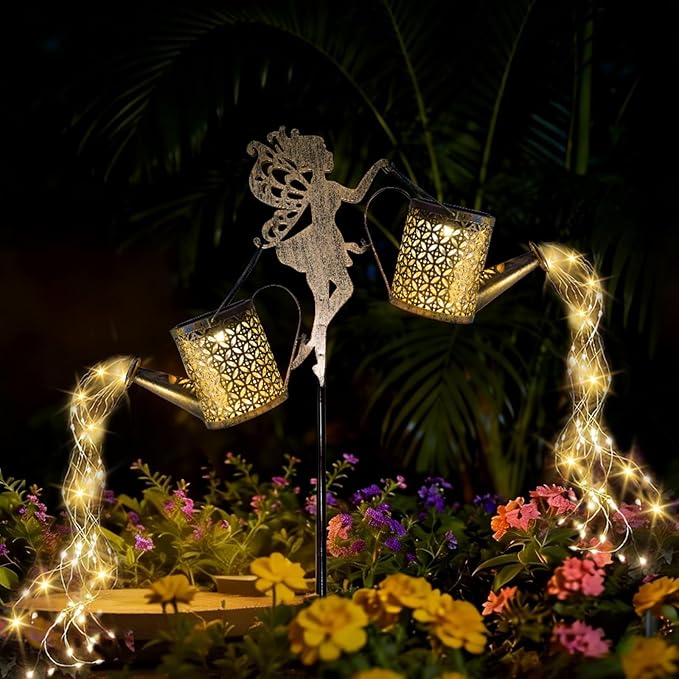Solar Watering Can Light - Solar Yard Decorations OutdoorGarden Decor Lights for YardIP65 Waterproof Hanging Lantern LightsOutside Garden Flower Bed Decor Light for Moms Birthday 2PCS