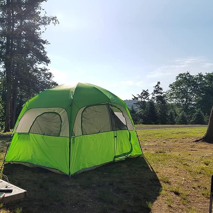 CAMPROS CP Upgraded 6/8 Person Camping Tents Waterproof Windproof Family Tent with Larger Mesh Windows &amp Door Double Layer Easy Set Up All-Season Dome Tent with Top Rainfly &amp Carry Bag