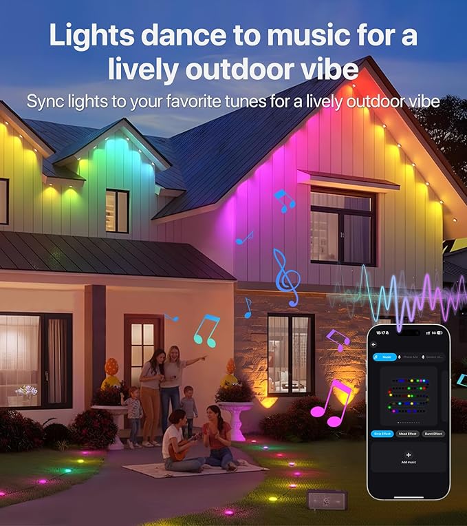 150FT RGB+IC LED Permanent Outdoor Lights: Eave Lights with Smart APP &amp Remote Control 72 Scene Modes Waterproof IP65 for Holiday Christmas Decorations