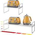 16.5~27.1 Expandable Shelf Organizer 1Pack 8.1 Wide Stackable Cabinet Shelf Organizers White Metal Sturdy Kitchen Counter Storage for Countertop Adjustable Height Spice Rack
