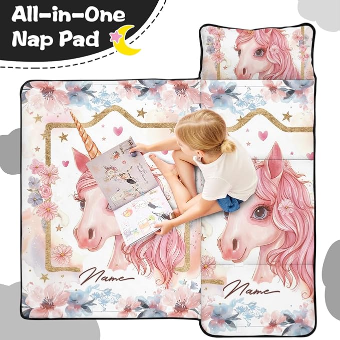Toddler Sleeping Bag with Blanket &amp Pillow – Personalized Roll-Up Nap Mat with Custom Name for Kids