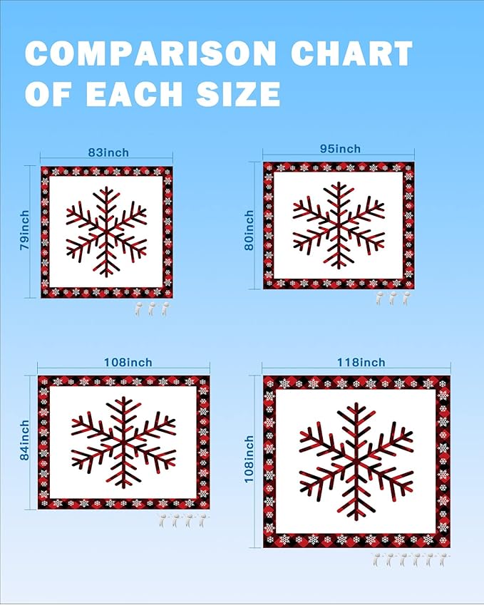 Beach Blanket Waterproof Sandproof Winter Snowflake Christmas Snow Red Buffalo Plaid Quick Drying Beach Mat with 4 Stakes Black Grid White Back Lightweight Picnic Blanket for Travel Camping 83x79