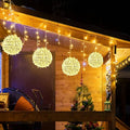 Outdoor Christmas Balls Lights Tree Lights Waterproof 4 Pack 7.87 LED Hanging Globe Sphere Lights with 8 Lighting Modes Memory Timer Plug for Party Wedding Xmas Porch Patio Garden Yard Decorations