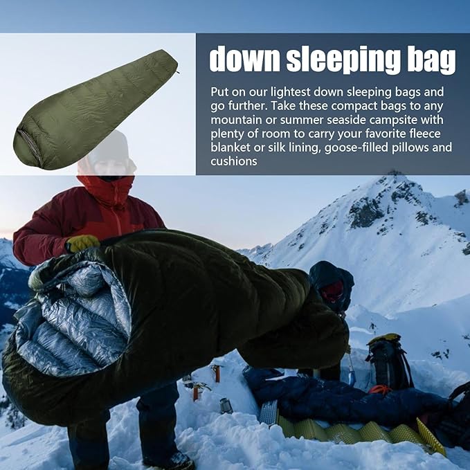 Winter Camping Cocoonn - Down Filled Thermal Sack Adult Outdoor Bedroll Lightweight Insulated Rest Gear Waterproof Cold Climate Slumber System Backpacking Overnight Warmth Solution | for Hiking