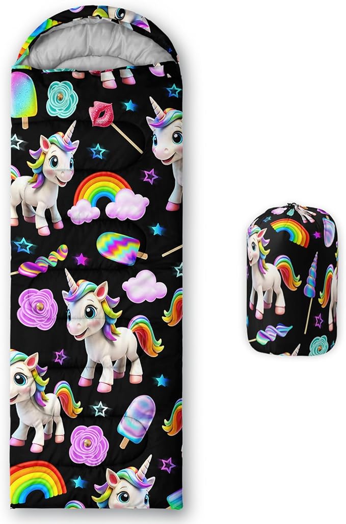 AILONEN Cartoon Camping Sleeping Bag for Boys Girls AdultsLightweight &amp Waterproof3 Season Warm &amp Cold WeatherPortablePrinted Sleeping BagTravelingCampingHiking