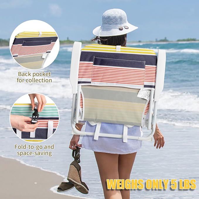 Folding Beach Chair Beach Chairs for AdultsPortable Heavy-Duty Lawn Chairs Made of High Strength Durable 600D Oxford Fabric and Steel Frame for OutdoorsCamping TripSporting EventPicnic BBQ