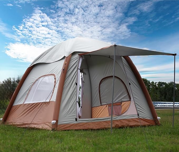Upgrade Inflatable Camping Tent with Pump Easy Setup 4 Season Glamping Tent 2-4 Persons Waterproof Windproof Outdoor Self-Supporting Air Tent-7.8FT x 7.8FT x 5.6FT