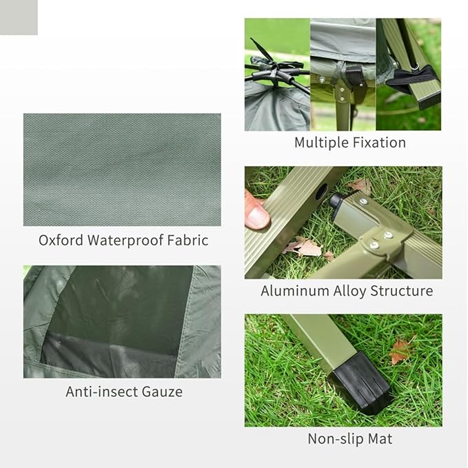 4-in-1 Folding Hiking Camping Tents with Roller Carrying Bag Portable Single Sleeping Cot Camping Bed for Hiking Backpacking Picnic