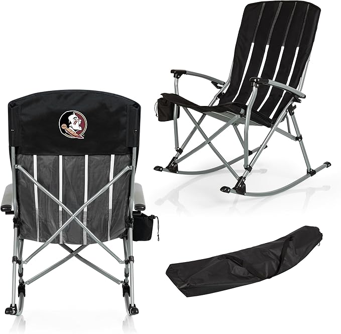 Picnic TIME NCAA Unisex-Adult NCAA Outdoor Rocking Camp Chair XL Heavy Duty Camping Chair for Adults