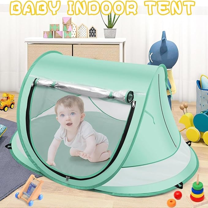 110x70x50cm Baby Beach Tent Camping Tent Sun Shelter Pop Up Baby Uv Protection Beach Tent with Storage Bag for Picnic Vacation Travel Yard Outdoors Beach