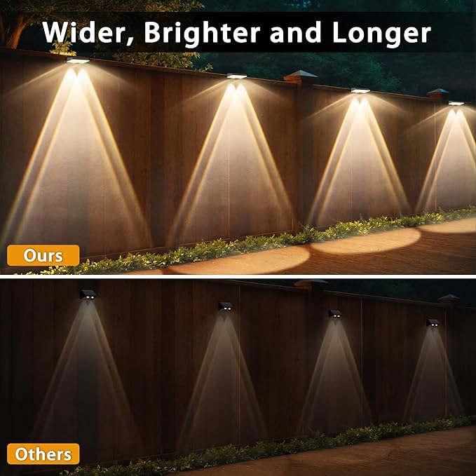 Solar Fence Lights Outdoor 20-Pack 120LM Fence Lights Solar Powered IP67 Waterproof Dusk to Dawn Auto On/Off 12+ Hours for Outside/Backyard/Wall/Step/Patio/Deck/Pool (Warm White &amp RGB 7 Colors)