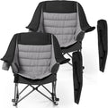 Oversized Rocking Camping Chair for Adults 400LBS Capacity Foldable Outdoor Rocker with Padded Seat Cup Holder Portable Camp Chair for Camping Backyard Patio Beach (Dark Black 2 PCS)