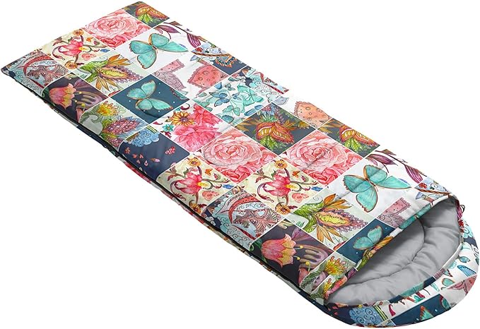 Kids Sleeping Bag for Boys GirlsCartoon Blue Unicorn Print-Lightweight Warm Portable Outdoor Indoor-Waterproof Cold Weather Resistant Sleeping Bag for Camping Hiking