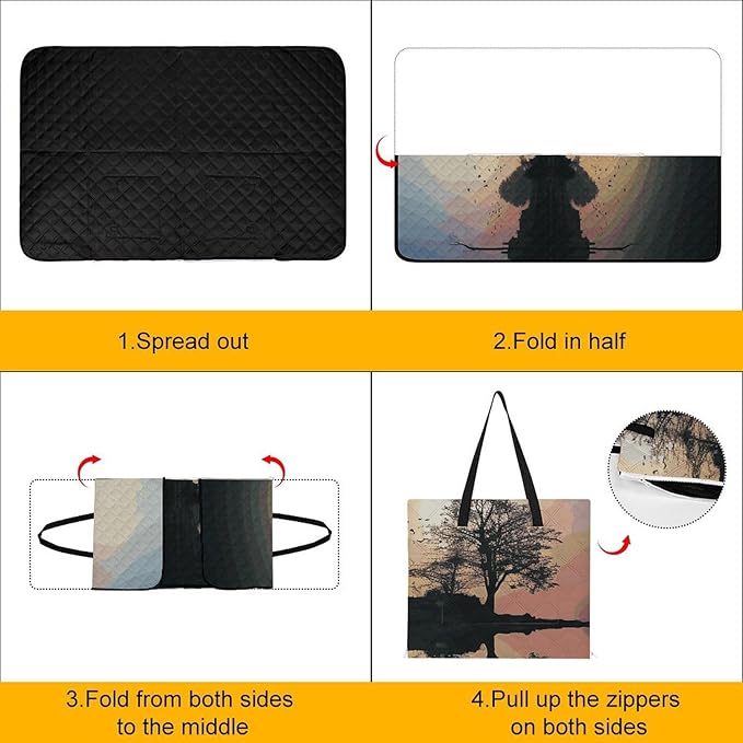 Zipper Reflection Guitar Style Picnic Mat Suitable for Travel Camping Park Or Home Use