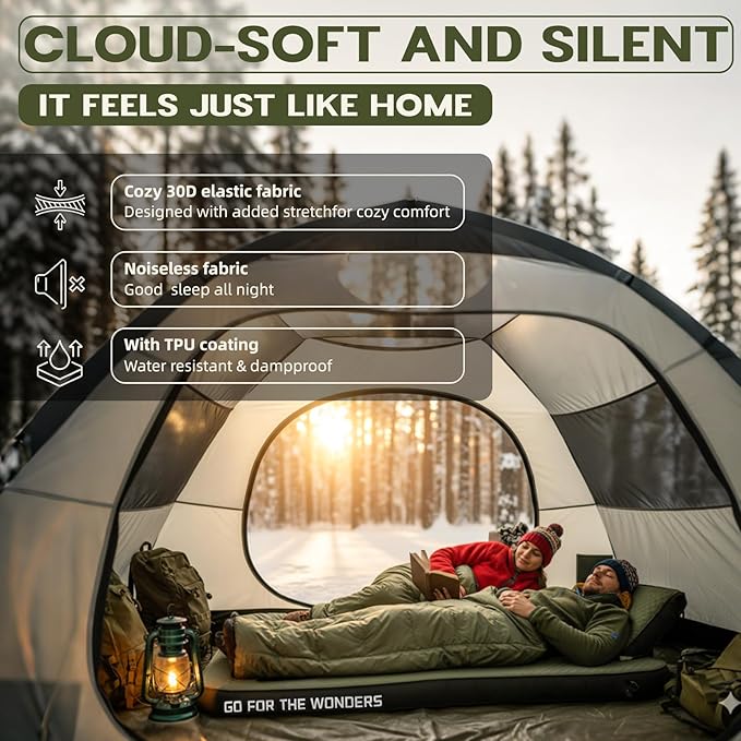 UPWELL Self Inflating Sleeping Pad 4.5 Thickness Camping Mattress with Solid Foam Double Sleeping Mat Portable Fast Inflation for Outdoor Mat Portable Roll Upwith air Pump