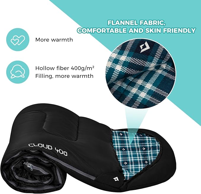KingCamp Sleeping Bag for Adults Cold Weather &amp Warm XL Big and Tall Flannel Sleeping Bags with Compression Sack Portable Waterproof Essentials Gear Accessories for Outdoor Camping