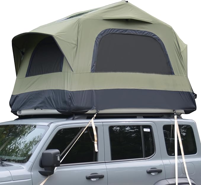 HOMEFUN Inflatable Rooftop Tent for Car Truck 2 Person Roof Tent with Waterproof 300D Fabric Windproof Design for Overlanding and Outdoor AdventureEasy to Set Up