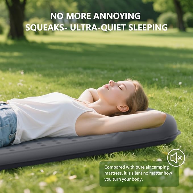 HiiPeak Memory Sleeping Pad Compact 3 Thick Foam Sleeping Mats with Pillow 9.5 R-Value Insulated Camping Mattress Pad Easy Inflate &amp Deflate Inflatable Sleep Mat for Backpacking Hiking Car Te