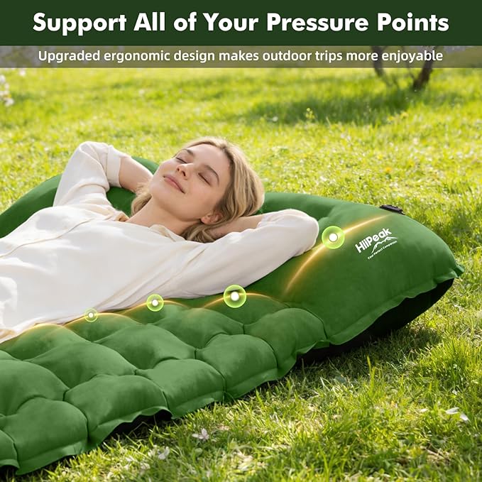 HiiPeak Camping Sleeping Pad Ultralight Camping Mat with Pillow Built-in Foot Pump Inflatable Sleeping Pads Compact for Camping Backpacking Hiking Traveling Tent