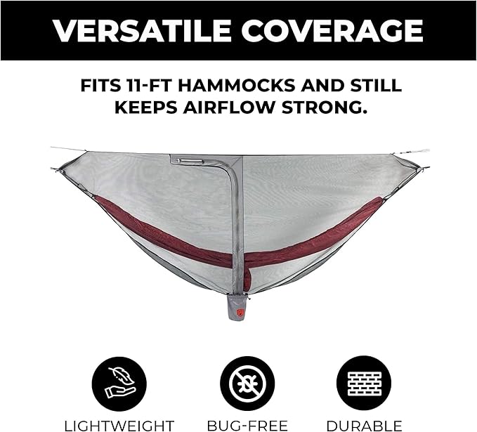 Grand Trunk Lightweight Mozzy Net – Ultralight No-See-Um Hammock Bug Net with Knotless Cordlock Suspension &amp Double-Sided Zipper | Fits 11' Hammocks