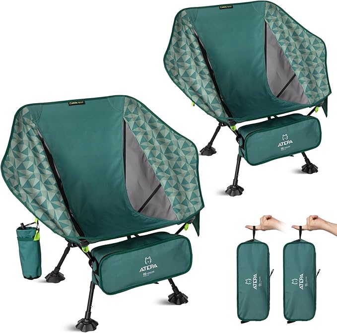 ATEPA UFO3.0 Backpacking Camping Chair Ultralight Extra Wide Comfortable Folding Chairs Heavy Duty Portable Hexagon Ergonomic Height Adjustable Seat with Anti-Sinking Feet for Hiking Outdoor