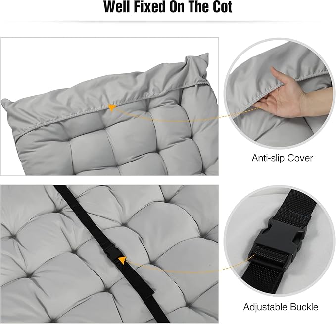 REDCAMP Extra Thick Folding Sleeping Cot Pads 75x28Comfortable Soft Velvet Cotton Camping Cot Mattress Pad for Hiking BackpackingNavy Gray Brown