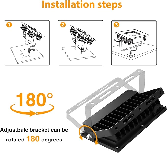 Onforu 120W Flood Lights Outdoor 12000lm Bright LED Work Light with Plug 6500K Daylight White LED Flood Lighting IP66 Waterproof Security Yard Lights for Yard Garage Stadium 4 Pack