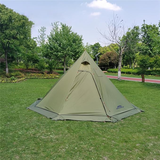 Tipi Hot Tent with Fire Retardant Stove Jack for Flue Pipes 3~4 Person Lightweight Teepee Tents with Snow Skirt for Family Team Outdoor Backpacking Camping Hiking