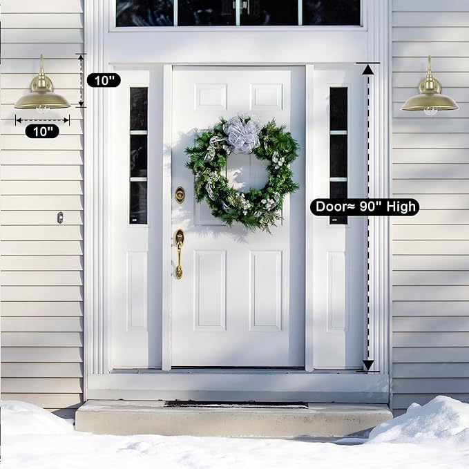 Brass Outdoor Gooseneck Light 10'' Diameter Gooseneck Barn Wall Sconce for Porch Exterior Waterproof Farmhouse Light Fixture with Wall Mount 2 Pack LM2201-GL-2P