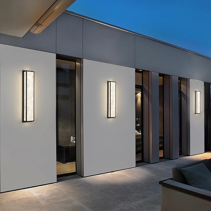 Outdoor Wall Light LED 32W Modern Exterior Wall Sconce with Resin Shade - 32.8in Rectangle Waterproof Porch Lighting Fixture IP65 for GarageFront DoorPatio