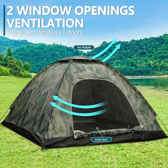 Camping Tent 2/3/4 Person Waterproof &amp Windproof Tents with Rain Fly and Carrying Bag Easy Setup Instant Family Travel Tent for Backpacking Hiking Camping