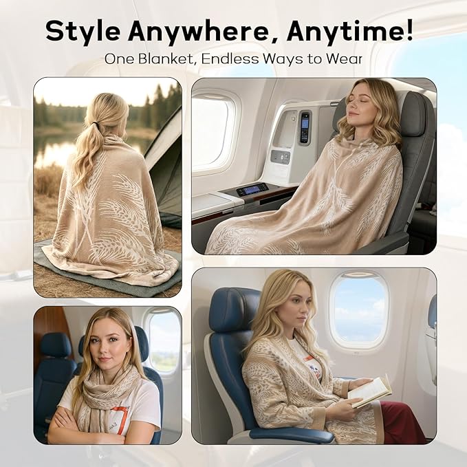 Travel Blanket Airplane - Ultra Soft &amp Lightweight Knit Design Compact Airplane Blanket53x72 InchStylish Travel Shawl Wraps for FlightsOfficeHome UseTravel Essentials &amp Gifts